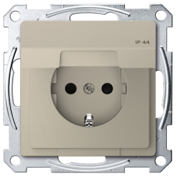 Розетка IP44 с заземлением и с крышкой Merten D-Life Сахара (в сборе) 