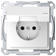 Розетка IP44 с заземлением и с крышкой Merten D-Life Белый лотос (в сборе) 