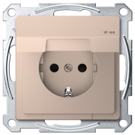 Розетка IP44 с заземлением и с крышкой Merten D-Life Шампань (в сборе) 