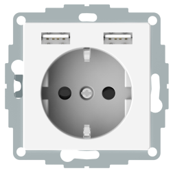 Розетка силовая с USB зарядкой Merten M-Smart Полярно - белый (в сборе) 