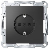 Розетка с заземлением, самозажимные клеммы Merten D-Life Антрацит (в сборе) 