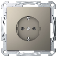Розетка с заземлением, самозажимные клеммы Merten D-Life Никель (в сборе) 