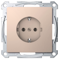 Розетка с заземлением, самозажимные клеммы Merten D-Life Шампань (в сборе) 