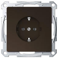 Розетка с заземлением, самозажимные клеммы Merten D-Life Мокко (в сборе) 