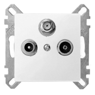 Розетка TV / SAT проходная Merten M-Pure Полярно - белый (в сборе) 