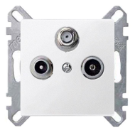 Розетка TV / SAT проходная Merten M-Smart Активный белый (в сборе) 