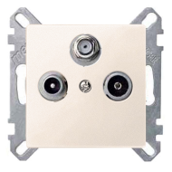 Розетка TV / SAT проходная Merten M-Smart Бежевый (в сборе) 