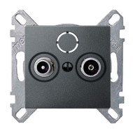 Розетка TV / SAT проходная Merten M-Pure Антрацит (в сборе) 