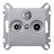 Розетка TV / SAT проходная Merten M-Pure Алюминий (в сборе) 