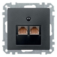 Розетка телефонная двойная 2xRJ11 Merten M-Pure Антрацит (в сборе) 