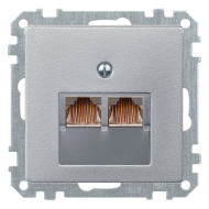 Розетка телефонная двойная 2xRJ11 Merten M-Elegance Алюминий (в сборе) 