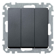 Выключатель трехклавишный Merten M-Elegance Антрацит (в сборе) 