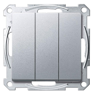 Выключатель трехклавишный Merten M-Elegance Алюминий (в сборе) 