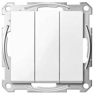 Выключатель трехклавишный Merten M-Elegance Полярно - белый (в сборе) 