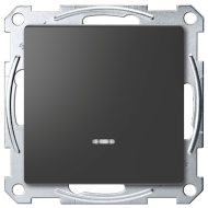 Выключатель одноклавишный с подсветкой Merten D-Life Антрацит (в сборе) 