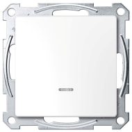 Выключатель одноклавишный с подсветкой Merten D-Life Белый лотос (в сборе) 