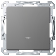 Выключатель одноклавишный с подсветкой Merten D-Life Нержавеющая сталь (в сборе) 