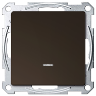 Выключатель одноклавишный с подсветкой Merten D-Life Мокко (в сборе) 