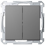 Выключатель двухклавишный Merten D-Life Нержавеющая сталь (в сборе) 