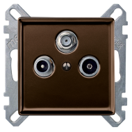 Розетка TV / SAT проходная Merten Antique Коричневый (в сборе) 