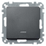 Выключатель одноклавишный с подсветкой Merten M-Elegance Антрацит (в сборе) 