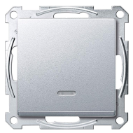 Выключатель одноклавишный с подсветкой Merten M-Elegance Алюминий (в сборе) 