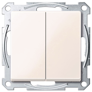 Выключатель двухклавишный Merten M-Elegance Бежевый (в сборе) 