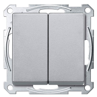 Выключатель двухклавишный Merten M-Elegance Алюминий (в сборе) 