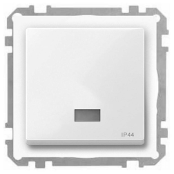 Выключатель с подсветкой IP44 Merten M-Plan Полярно - белый (в сборе) 