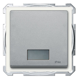 Выключатель с подсветкой IP44 Merten M-Elegance Алюминий (в сборе) 