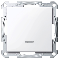 Выключатель одноклавишный с подсветкой Merten M-Elegance Активный белый (в сборе) 