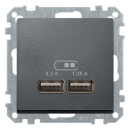 Розетка USB для зарядки устройств Merten M-Pure Антрацит (в сборе) 