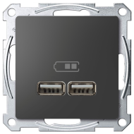 Розетка USB для зарядки устройств Merten D-Life Антрацит (в сборе) 