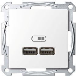 Розетка USB для зарядки устройств Merten D-Life Белый лотос (в сборе) 