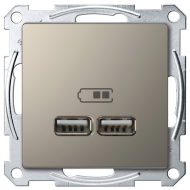 Розетка USB для зарядки устройств Merten D-Life Никель (в сборе) 