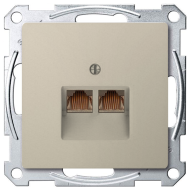 Розетка компьютерная двойная 2xRJ45 UTP 6 категории Merten D-Life Сахара (в сборе) 