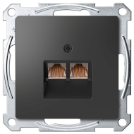 Розетка компьютерная двойная 2xRJ45 UTP 6 категории Merten D-Life Антрацит (в сборе) 