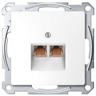 Розетка компьютерная двойная 2xRJ45 UTP 6 категории Merten D-Life Белый лотос (в сборе) 