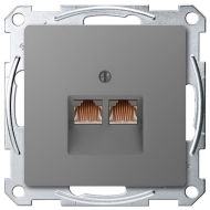 Розетка компьютерная двойная 2xRJ45 UTP 6 категории Merten D-Life Нержавеющая сталь (в сборе) 