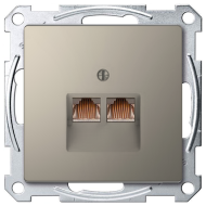 Розетка компьютерная двойная 2xRJ45 UTP 6 категории Merten D-Life Никель (в сборе) 