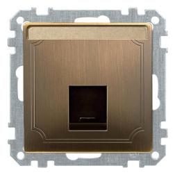 Розетка компьютерная 1xRJ45 UTP 5e категории Merten Antique Античная латунь (в сборе) 