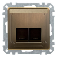 Розетка компьютерная двойная 2xRJ45 UTP 5e категории Merten Antique Античная латунь (в сборе) 