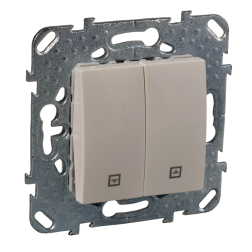 Выключатель кнопочный для рольставней Schneider Electric Unica Хамелеон Слоновая кость (в сборе) (бежевый) 