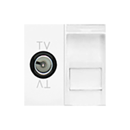 Розетка TV / RJ45 UTP 5e Bticino Living Light Air Белый (в сборе) 