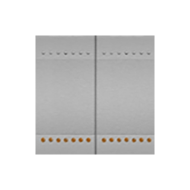 Выключатель двухклавишный с подсветкой Bticino Living Light Air Алюминий (в сборе) 