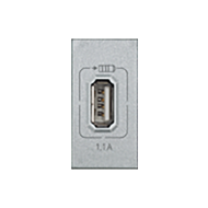 Розетка USB для зарядки устройств на 1 модуль Bticino Living Light Air Алюминий (в сборе) 