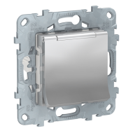 Розетка с заземлением и с крышкой Schneider Electric Unica New Pure Алюминий (в сборе) 