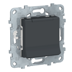 Розетка с заземлением и с крышкой Schneider Electric Unica New Pure Антрацит (в сборе) 