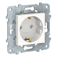 Розетка с заземлением, самозажимные клеммы Schneider Electric Unica New Pure Белый (в сборе) 