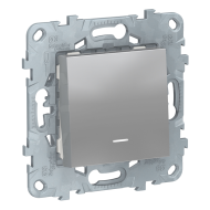 Выключатель одноклавишный с подсветкой Schneider Electric Unica New Pure Алюминий (в сборе) 